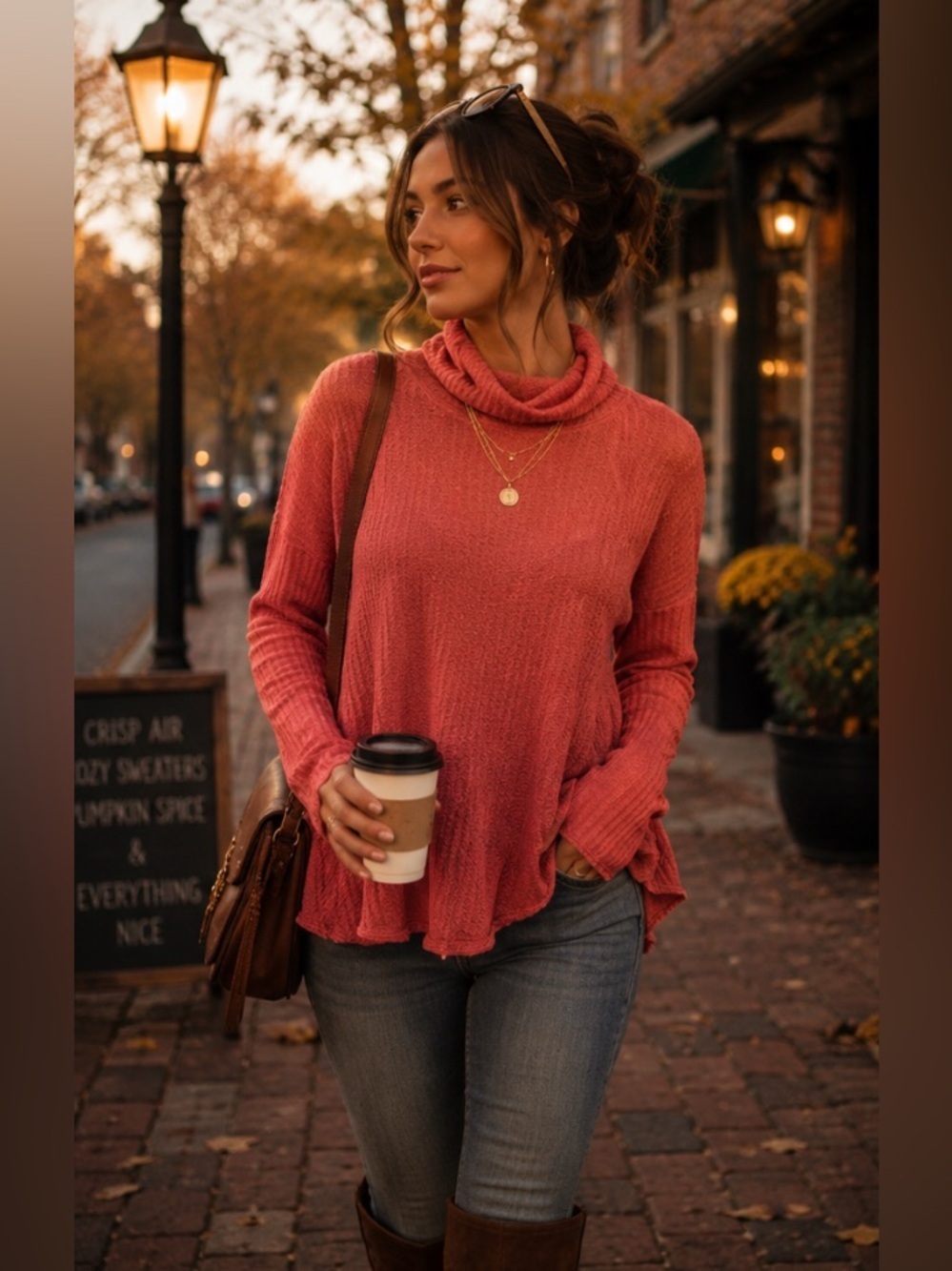We the free waffleknit turtleneck sweatshirt